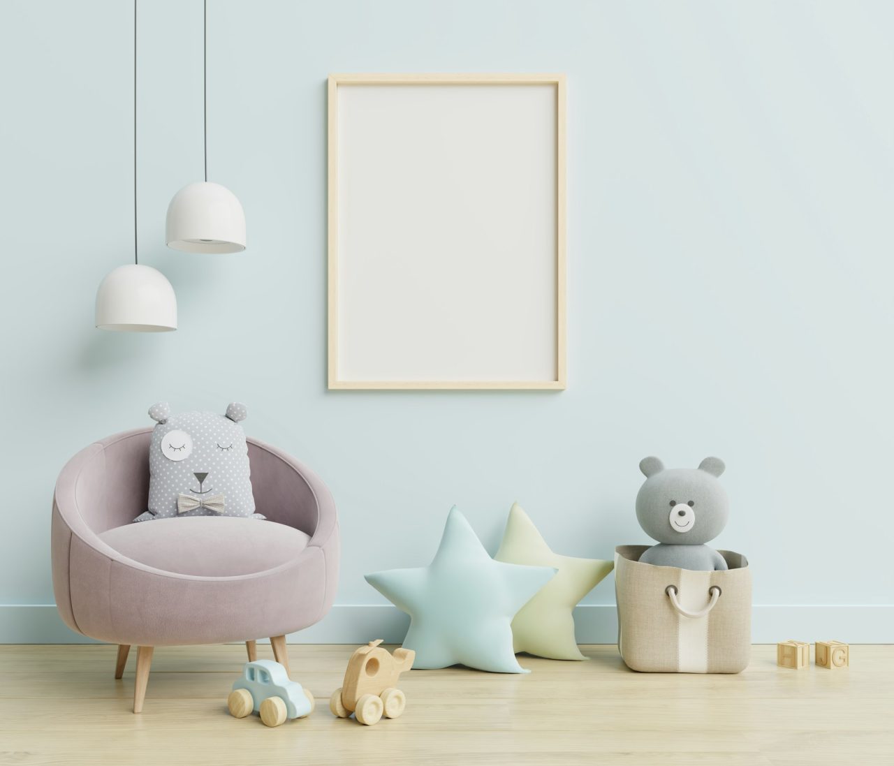 Vertical frame mockup interior mockup kids room wall frame mockup .jpg